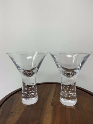 Crate & Barrel Krosno Martini Glasses Set Of Four Poland Controlled Bubble Stems 3