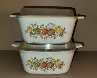 Vintage Set Of 2 Corning Ware Spice Of Life P - 43 - B Small Casserole 2 3/4 Cup
