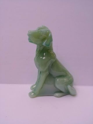 Vintage Lt.  Green Glass Dog Lab Labrador Retriever Figurine Statue Jadeite Jade 2