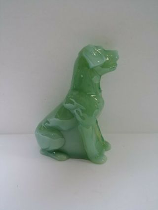 Vintage Lt.  Green Glass Dog Lab Labrador Retriever Figurine Statue Jadeite Jade 3