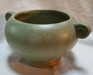 Mccoy Usa Floraline Pottery 452 Green Scroll Handle Jardiniere Planter Pot Bowl