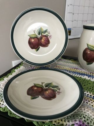 Set Of 2 Casuals By China Pearl Saucers Apples & Blossoms 6.  5” Plates Fine China