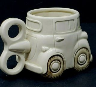1978 Fitz And Floyd " Wind Up Handle Car " Ceramic Auto Mug