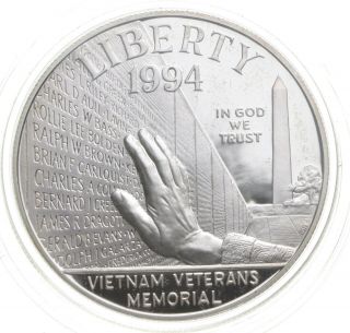 Proof 1994 - P Vietnam Veterans Memorial Commemorative Us Dollar 90 Silver 764
