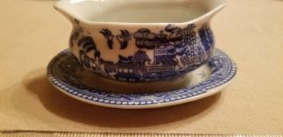 Vintage Made In Japan Blue Willow 4x3,  Oval Gravy Boat -