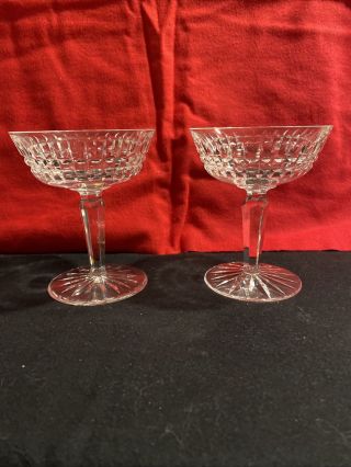 Vintage Waterford Crystal Glenmore Saucer Champagne Coupe Glasses Set Of 2