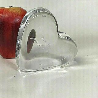 Baccarat Crystal Glass Heart Shaped Paperweight Engrave " With Love From Me To U