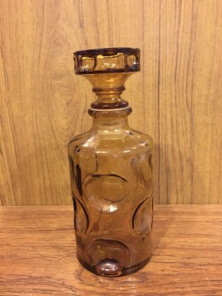 Vintage Retro Amber Italian Art Glass Dimple Decanter Bottle