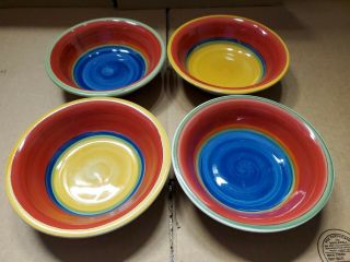 Royal Norfolk Multi - Color Cereal Bowls Set Of 4 - 7 1/2 "