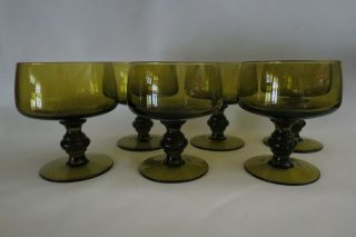 6 Imperial Glass Provincial Pattern 56 (blown) Verde Green Cut 555 Goblets