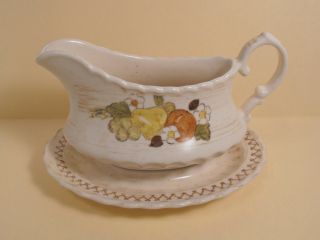 Metlox Vernon Ware Gravy Boat With Attached Underplate Fruit Basket
