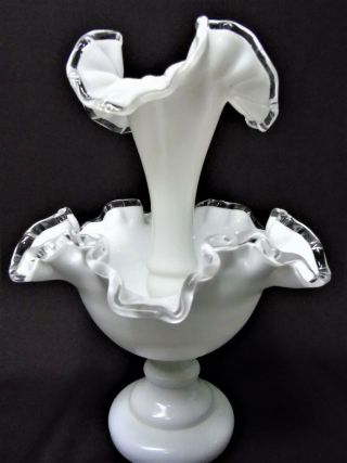 Vintage Fenton Silver Crest One Horn Vase Epergne U582