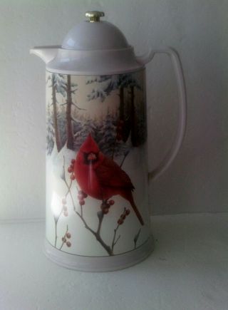 Lenox " Winter Greetings Scenic Cardinals ".  Carafe Thermos