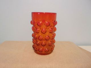 Vintage Blenko Designer Wayne Husted Amberina Orange Bubble Art Glass Vase