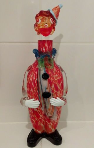 Vintage Large Venetian Murano Glass Clown Decanter Bottle Hand Blown.  40cm High.