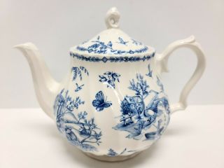 Churchill Blue And White Toile De Jouy Pattern Teapot Made In England