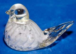 Vintage White & Clear Art Glass Bird Stamped Joe St.  Clair