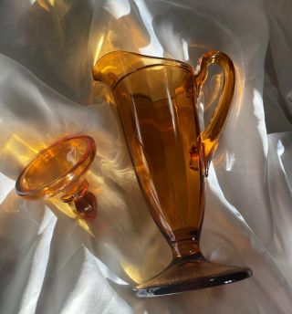 Elegant Cambridge Amber Syrup Pitcher Glass