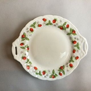 Vintage Bernardaud Limoge France Fraisiere Strawberries Handled Cake Plate