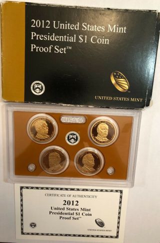 2012 - S Us Presidential Dollars 4 - Coin Proof Set With Box &.