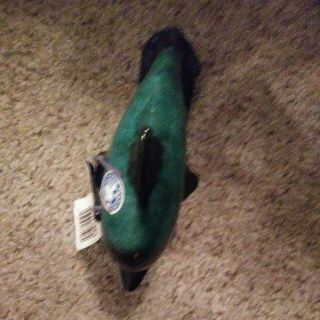 Blue Mountain Pottery GREEN TEAL Large DOLPHIN Figurine 16 x 9.  5 