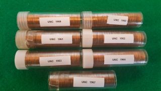 Unc Rolls Lincoln Cents: 1959,  1960,  1961,  1962,  1963,  1964,  1967