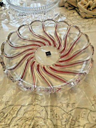 Vintage Mikasa Peppermint Red Swirl Serving Platter Dish 13” Made In Germany