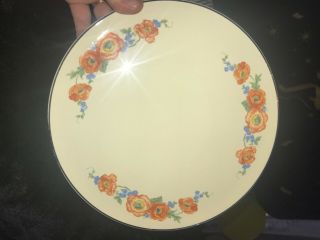 Vintage Hall Superior Orange Poppy Cake Plate 9 1/2