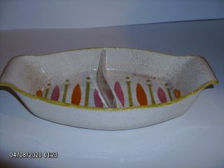 Red Wing Pepe pattern divided vegetable bowl/ serving dish 3 3