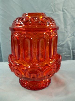 L.  E.  Smith Moon & Stars Red Amberina Glass Courting Fairy Lamp