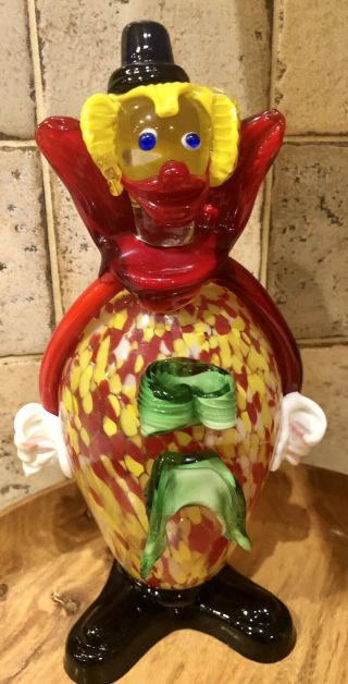 Muticoloured Unusual Large Big Belly Murano Clown With Hoop Design Vgc
