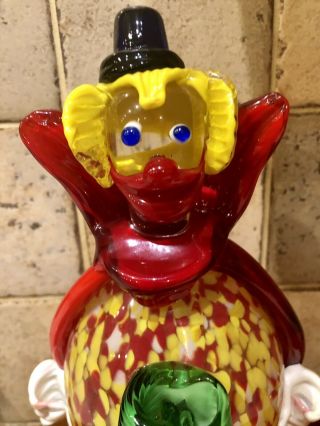 Muticoloured Unusual Large Big Belly Murano Clown With Hoop Design VGC 3