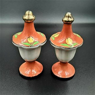 Vintage Japan Porcelain Ceramic Hand Painted Salt And Pepper Shaker Set