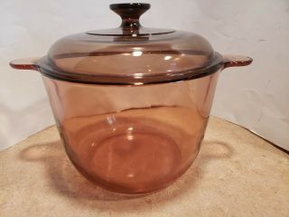 Amber Vision Ware 3.  5 L Dutch Oven Stock Pot - Visions Corning Glass Cookware