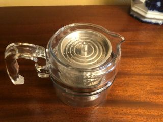 Vtg.  Pyrex Flameware 7754 Clear Glass Percolator Coffee Pot 2 - 4 Cups Needs Lid