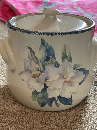 Magnolia Home And Garden Party Covered Bean Pot Casserole Cookie Jar Canister