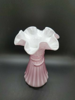 Fenton Art Glass Pink Overlay Wheat Vase 2