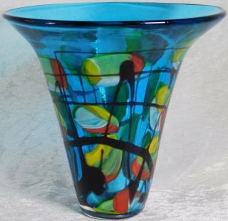 Vtg Large Mid Century Modern Murano Abstract Art Glass Paperweight Vase 9 "
