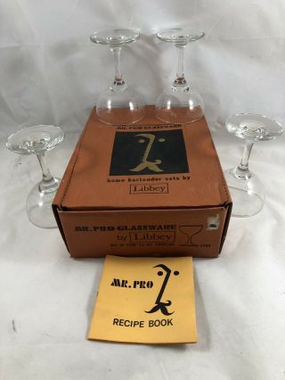 Vintage Mr Pro Glassware Home Bartender Set Of 4 Libbey Cocktail Glasses 4.  5oz