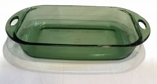 Anchor Hocking Green Glass Cake Casserole Dish 3 Quart Liter 9x13 Kitchenware
