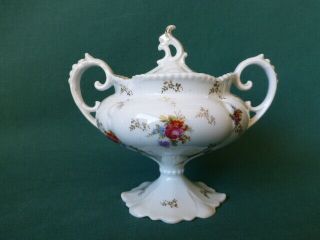 Antique R S Prussia Porcelain Floral Decorated Sugar Bowl With Red Star Mark
