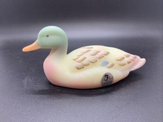 Fenton Hand Painted Mallard Duck.  Perfect Signed Satin Glass