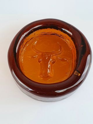 Dish /ashtray Orange Erik Hoglund Bull Swedish Art Glass Kosta Boda Sweden
