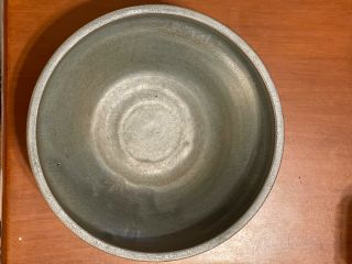 Signed Medium Sized Blue/brown Glazed Pottery Bowl