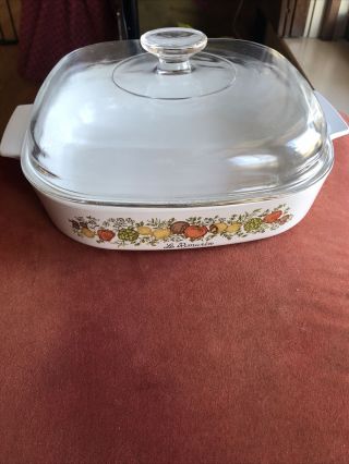 Vtg Corning Ware Spice Of Life 2.  5 Qt A - 10 Casserole Dish W/pyrex A12c Lid
