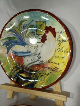 Set Of 2 Certified International Le Rooster By Susan Winget 8 3/4 " Salad Plates
