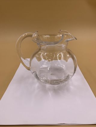 Tiffany & Co Devon Crystal Glass Ruffled Rim Pitcher,  5.  5” Tall,  Euc
