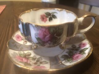 Vintage Napco China Hand Painted Ceramic Japan Cup And Saucer Purple Floral