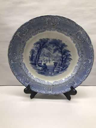 Podmore And Walker Blue Venus Dinner Plate Pearl Stone Ware Pw & Co C1860