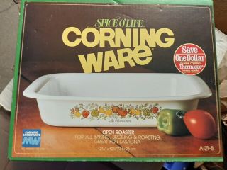 Vintage Corning Ware Spice Of Life Open Roaster Pan A - 21.  STILL IN THE BOX 3